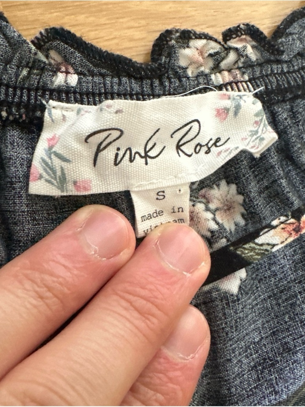 Pink Rose Black Floral Tiered Maxi Skirt with Pink & White Blooms - Picture 2 of 3
